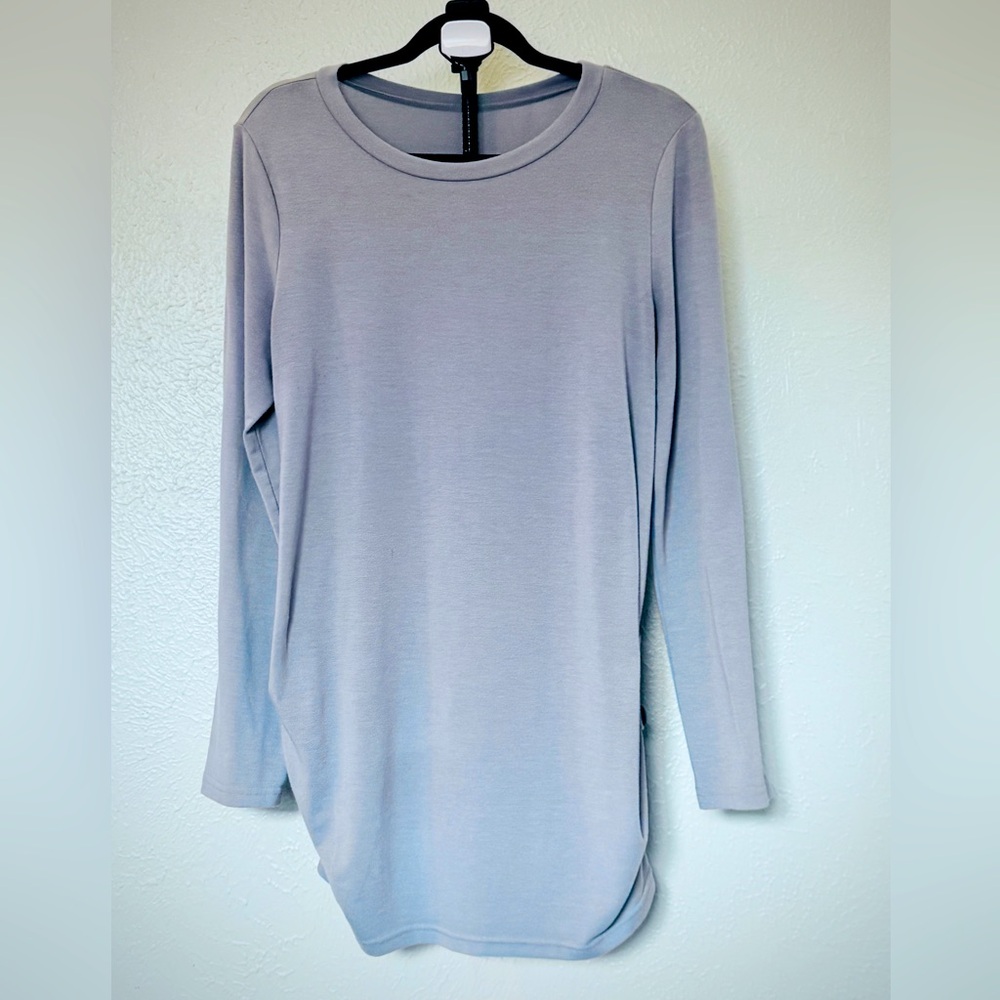 Blue-Gray Long Sleeve Maternity Tunic